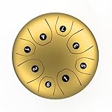 5,5-Zoll-Stahlzungentrommel, Handpan-Trommel-Schlaginstrument mit Schlägel-Tragetasche für Meditation, Yoga, Zazen, Musikunterricht (Gold)