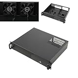 2U Servergehäuse Rack Gehäuse,14zoll Netzwerkschrank, 2HE Serverschrank für IT-Geräte, A/V-Geräte,Unterstützt 3 x 3,5 HDD or 2X 3,5 HDD + 1 x 2,5 SSD,80mm Lüftern