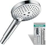 hansgrohe Raindance Select S - Duschkopf, Handbrause mit 3 Strahlarten, runde Duschbrause (⌀ 120 mm), Brausekopf mit Antikalk-Funktion, Chrom
