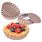 MumdoYAL 6 Stück Tartelette Förmchen, 10×2cm, Mini Tarteformen mit Hebeboden, Quicheform, Pie Form, Kuchenform Klein für Mini-Kuchen, Tartes und Desserts, Gold
