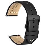 WOCCI 22mm Antikes Uhrenarmband für Herren, Sattelleder, Schwarze Schnalle (Schwarz)