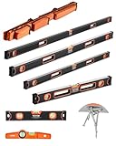 VEVOR Wasserwaagen 6er-Set, 200/120/80/60/40/25cm, Messwerkzeug mit Libellen für 45/90/180 Grad, magnetisches Box-Wasserwaagen-Werkzeug aus Aluminiumlegierung, stoßfest, SAE- & metrische Skala