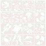 TOYANDONA 16 Stück Meerestiere Schablonen aus PET Wandmalerei Vorlage für Selbstgemacht Tür und Heimdeko Kindgerechte Malschablone zur von Kreativität und Praktischen Fähigkeiten