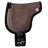 PFIFF 103004 Reitpad, Bareback Pad, baumloses Reitkissen aus Velourleder und Kunstfell, Sattelkissen inkl. Sattelgurt, Braun, Full
