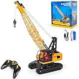 Charmofun Kran Spielzeug, Ferngesteuerter Spielzeugkran mit 12 Kanälen, 2,4G RC Kran mit Lichtern und Geräuschen Realistischer, Weihnachten Kindertag Geburtstag Geschenke für Kinder