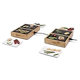 Princess Dinner4All Pure Tischgrill mit Bambusausführung - 4x210W, 2M Kabellänge, 4x Heizplatten und 4x Keramikplatten, 104040