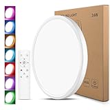 Oumida LED Deckenleuchte Dimmbar mit Fernbedienung, 24W RGB Farbwechsel RGB Deckenlampe Rund, 2700K-6500K Dimmbar für Schlafzimmer, Wohnzimmer, Badezimmer, Rund, Kinderzimmer, Ø30CM (30cm)