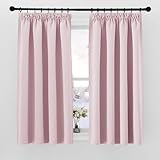 PONY DANCE Kinderzimmer Gardinen Blickdicht Kräuselband 2er Set Thermogardinen Kälteschutz Kindervorhänge Mädchen Kurze Vorhänge für Schienensystem, H 160 x B 140 cm, Hellpink