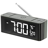 I·CODE Radiowecker, digitales AM/FM-Uhrenradio mit Auto-On-Timer, Dual-Alarm, automatischer Nachtmodus, 12 cm großes Display mit Batterie-Backup, einfacher Wecker mit großer Taste, einfach