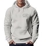 Neverless® Hoodie Herren Print Polygon Bär Natur Outdoor Kapuzenpullover Fashion Streetstyle Urban-Grey M