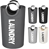 Votoko Wäschesammler mit Griff, 82L Wäschekorb Faltbare Wäschesack aus Oxford-Stoff, Wasserdicht Wäschebehälter Laundry Baskets, Wäschesortierer Aufbewahrungsbehälter für Schlafgemach, Grau