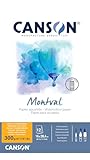 CANSON Montval Aquarellpapier, einseitig geleimter Block, feine Körnung, 300 g/m², 12 Blatt, 16 x 28,4 cm, naturweiß