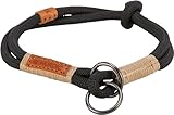 TRIXIE Zug-Stopp Hundehalsband BE Nordic XS-S schwarz/Sand – bequemes Hundehalsband für sehr kleine & kleine Hunde mit Zugbegrenzung - robust & elegant – 17305