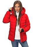OZONEE Damen Winterjacke Jacke Winter Farbvarianten Warm Bomberjacke Steppjacke Wintermantel Kunstfell Daunenjacke Leichte Outdoor Puffer Jacket Gepolstert 777/9463K/270 ROT XL
