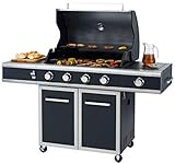 tepro Gasgrill Vancouver, 4 Edelstahl-Brenner je ca. 3,5 kW, Grillfläche: ca. 76 x 48 cm