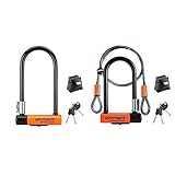 Kryptonite NEW-U - EVOLUTION STANDARD(10x22,9cm) & Evolution Mini-7 mit KFlex (120cm) Fahrradschloss, Orange, 120 cm