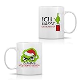 Muffel Festtagsmuffel 2er Set Lustige Tassen & Becher | Sprüche „ICH HASSE WEIHNACHTEN“ & „ICH HASSE MORGENMENSCHEN“ | Witzig, Frech & Ironisch | Kaffeebecher für Büro, Arbeit & Zuhause | Geschenkidee