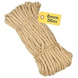 Natürliches Sisalseil, 8 mm dick, 50 m lang, robust, für Kratzbäume und Bäume, DIY-Kratzbäume, Gartenarbeit, Bastelprojekte