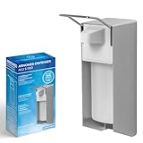 1x ARNOMED Desinfektionsspender Aluminium, Seifenspender für 500ml, kurzer Armhebel, Seifenspender zur Wandbefestigung, Eurospender für Desinfektionsmittel, Soap Dispenser, Desinfektionsmittelspender