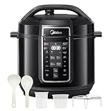 Midea Elektrischer Schnellkochtopf 9-in-1, 12 Voreinstellungen Instant-Multikocher Antihaft-Topf Joghurtkocher Reiskocher Slow Cooker Sauté Dampfgarer Edelstahl Innentopf, 8 Quarts Schwarz