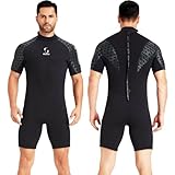 Neoprenanzüge Herren Neopren Damen 3mm Rückenreißverschluss Shorty Tauchanzüge zum Surfen Schnorcheln Kanu Speerfischen Tauchen Schwimmen Stand Up Paddleboarding Kajakfahren(Schwarz)