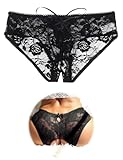ohmydear Erotische Damen Höschen Große Größen Slip Ouvert für Frauen Crossover Strap String Tanga Offener Schritt Reizwäsche Crotchless Underwear for Women Schwarz