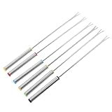 NUOBESTY 6 Stück Fonduegabeln Edelstahl mit Hitzebeständigem Griff Schokoladenfondue und Obstspieße für Heißen Topf Vielseitige Grillgabeln für Käse Fleisch und Gemüse