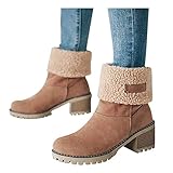 Damen Stiefel Frauen Schnürstiefel Damen Stiefel Hohe Schnüren Leinwandstiefel Stiefel Stiefeletten Boots Herbst Winter Mode Elegant Chic Schuhe (Khaki, 41)