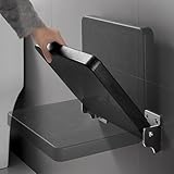 Faltbare Duschsitze, Wandmontage, faltbarer Duschsitz mit Beinen und Duschkopfhalter, Badhocker, rutschfester Duschhocker für ältere Menschen, schwangere Frauen, Behinderte/Schwarz