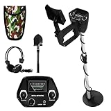 PEILU Kinder Metalldetektoren Outdoor Metall Detektor Set inkl. Plastikschaufel, Kopfhörer & Tragtasche Profi Garten Metallsuchgerät mit LCD-Display, Wasserdicht Suchspule & Lang Handgriff (Silber)