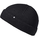 Enter the Complex® Fisherman Beanie, 100% Merino Wolle, Trawler Mütze, Fischermütze, Troyer, Ribbstrick, Damen und Herren, Schwarz