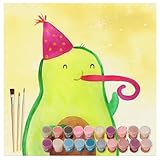 Mr. & Mrs. Panda Malen nach Zahlen Avocado Feier Motiv 40 x 40 cm Ohne Rahmen - Geschenk, Gute Laune, Fete, Veggie, Geburtstag, Gesund, Ausmalbild,