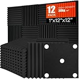 Saiqiang 12 Pack Akustikschaumstoff, Akustikschaumstoff Platten Wand Schalldämmung Akustikpaneele Schallschutzmatte Hoher Dichte Schaumstoffplatte 30x30x2.5 cm