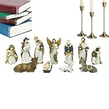 Patifirst Krippenfiguren Set 11 Teile - Resin Heilige Familie Tischdekoration - Katholische Christliche Weihnachtskrippe Figuren Deko Festtagsornament Für Familien Wohnzimmer Weihnachtsschmuck