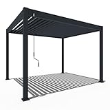 WEIDE - Classic Terrassenüberdachung freistehend mit einstellbarem Stahl-Lamellendach I Pfosten aus Voll-Aluminium I Robustes Terassenüberdach I wasserdicht (3 x 3,6 M, Anthrazit)