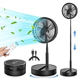 Oszillierender Ventilator Leise mit Fernbedienung, 8' Mini USB Tragbarer Tischventilator Standventilator, 7200mAh Akku Batterie Table Floor Fan mit Timer für Outdoor Reise Schlafzimmer Büro Camping