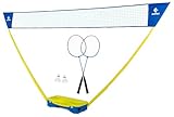 Outtec 2in1 Badminton Set, Badminton Schläger, Badminton Netz und Federball Set, Komplett 2 Spieler, 2 Badmintonschläger, 2 Federbälle, 2 Pfosten und EIN Leicht und Stabil Badminton Netz (lindgrün)