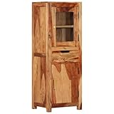 WRJENFSC Werkzeugschrank Büro-Lagerschränke Garage Schließfächer Highboard 40x34x110 cm Massivholz Akazie Geeignet für Schlafzimmer, Hauswirtschaftsraum, Wohnzimmer