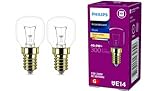 2x Philips Backofenlampe E14 40W Tropfenform 45mm Durchmesser, temperaturfest bis 300°C (2 Stück)