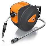 Brandson - Wand Schlauchtrommel Wasser Gartenschlauch 20m - automatische Schlauchbox - Schlauchaufroller Garten - 13 mm Durchmesser - Wandbefestigung schwenkbar - kompatibel mit Gardena Produkten
