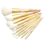 Mikinona 10 Stück Gesichtspulverpinsel Make-up-Pinsel kosmetikpinsel leuchtmarker makeup pinselset make up bürste Pastell Bürsten klein Beauty-Accessoires Schminkkasten Faserwolle Yellow