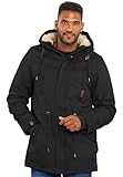 ALESSANDRO SALVARINI Winterjacke Herren Jacke Herren Winter Mann - 100% Baumwolle Teddyfell Fell Gefüttert Warm Kuschelig, Wind Schutz - Schwarz L