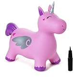 U&C Planet Hüpftier, Einhorn Hüpfpferd Animal Hopper,100kg Tragfähigkeit, Animal Hopper Springpferd für Kinder 1-6 Jahre, Geschenk für Geburtstag & Weihnachten, Indoor & Outdoor