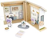 Fisher-Price Holzspielzeug Puppenhaus, 6-teiliges Holzhaus-Spielset für Reisen, Vorschule, Kinder ab 3 Jahren