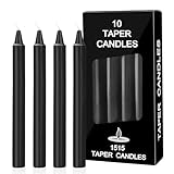 Bolosa 10 Stück Stabkerzen Schwarz, Spitzkerzen, Lange Kerzen, Stabkerze, Lange Brenndauer, Geeignet für Bankette, Partys, Familienessen, 15x1,5cm