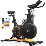 MERACH Heimtrainer Fahrrad mit einstellbarer Neigung ±6° Grad, Leises Ergometer Heimtrainer mit Magnetischem Widerstand, Indoor Cycling Bike für Kardio-Training zu Hause, Eigener App, Bis 158KG