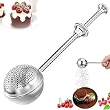 1Pc Silber Edelstahl Mehlsieb Puderzuckerstreuer Mehl und Puderzuckersieb Handsieb Kakaopulver Shaker Duster Mehlspender Shaker mit Federgriff Einhandsieb Küchensieb für Zuckermehl Gewürze,Zubehör