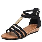 RJDJTTBD Bohemian-Keilsandalen für Damen, Damenkleid-Sandale, Keilsandalen, Wander-Strand-Sandale