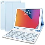 Hofsos für iPad 6/5.Generation Hülle mit Tastatur,Tastatur für iPad 9.7 2018 6.Gen/2017 5.Gen/iPad Air 1/iPad Air 2/iPad Pro 9,7 (QWERTZ) - Slim Schutzhülle mit Pencil Halter Wireless Tastaturs, Blau