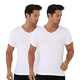UNDEREA – Unterhemd Herren, 100% Baumwolle, V-Ausschnitt Business Kurzarm Unterziehshirt | 2er Pack Herren Unterhemden Weiss | Atmungsaktiv & Weich Tank Top Herren (L)